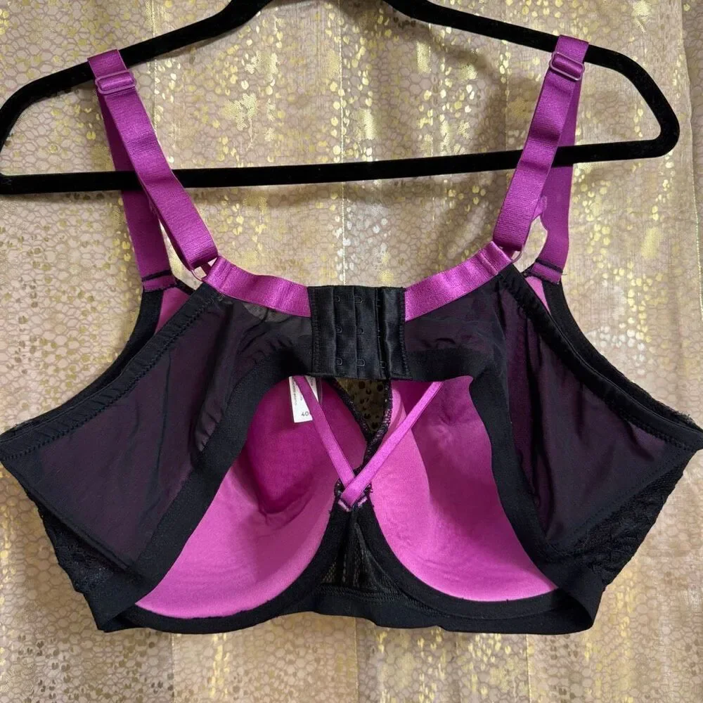 Adore Me Sexy Purple Black Lace‎ Lingerie Set 40G  2X